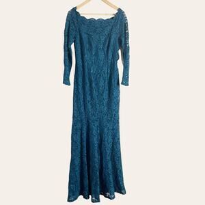Decode Teal Blue Off Shoulder Lace Mermaid Formal Gown 183916 Size 6